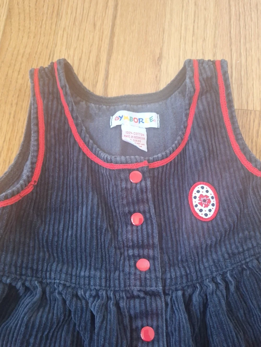Vintage Gymboree Rainbow Tag Navy Corduroy Sleeveless Dress with Pockets M